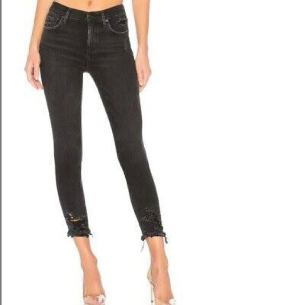 AGOLDE Sophie High Rise Black Frayed Raw Hem Jeans size 25